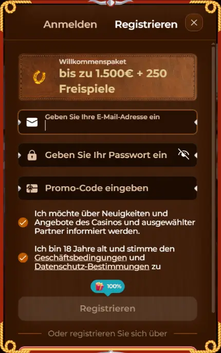 Rodeoslot Casino Anmeldeformular